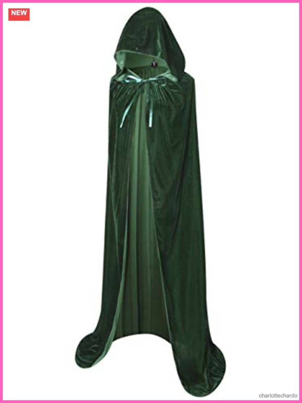 Long Hooded Velvet Cloak Cape Witch Vampire Costume Unisex Adult